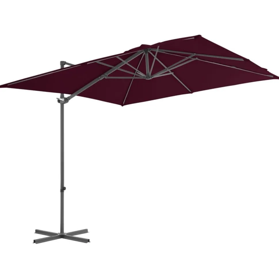 vidaXL Zweefparasol met stalen paal 250x250 cm bordeauxrood