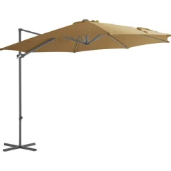 vidaXL Zweefparasol met stalen paal 300 cm taupe