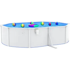 vidaXL Zwembad met stalen wand ovaal 490x360x120 cm wit