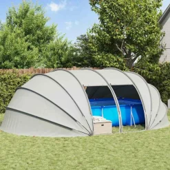 vidaXL Zwembad Tent Koepel Grijs 538 x 440 x 204 cm