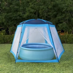 vidaXL Zwembadtent 500x433x250 cm stof blauw