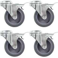 vidaXL Zwenkwielen met boutgaten en dubbele remmen 4 st 75 mm
