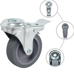 vidaXL Zwenkwielen met boutgaten en dubbele remmen 4 st 75 mm