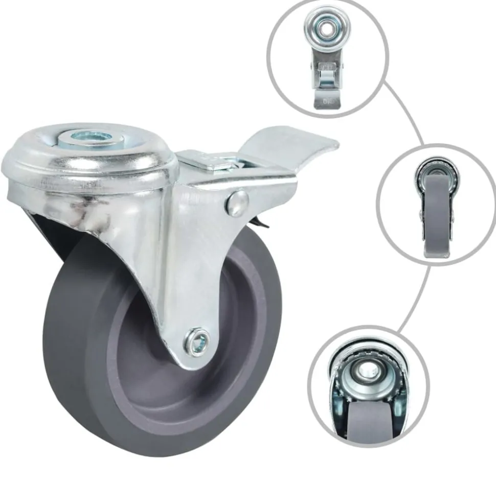 vidaXL Zwenkwielen met boutgaten en dubbele remmen 4 st 75 mm