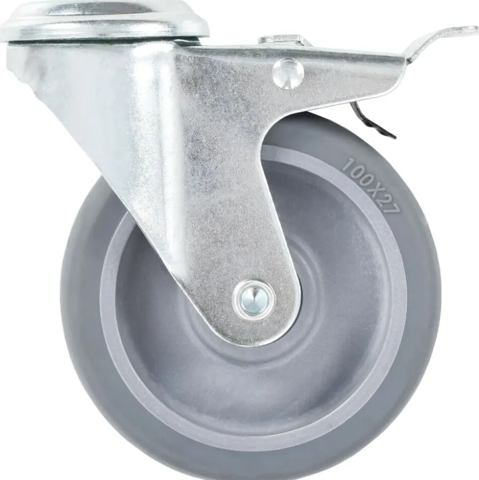 vidaXL Zwenkwielen met boutgaten en dubbele remmen 4 st 100 mm
