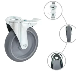 vidaXL Zwenkwielen met boutgaten en dubbele remmen 4 st 125 mm
