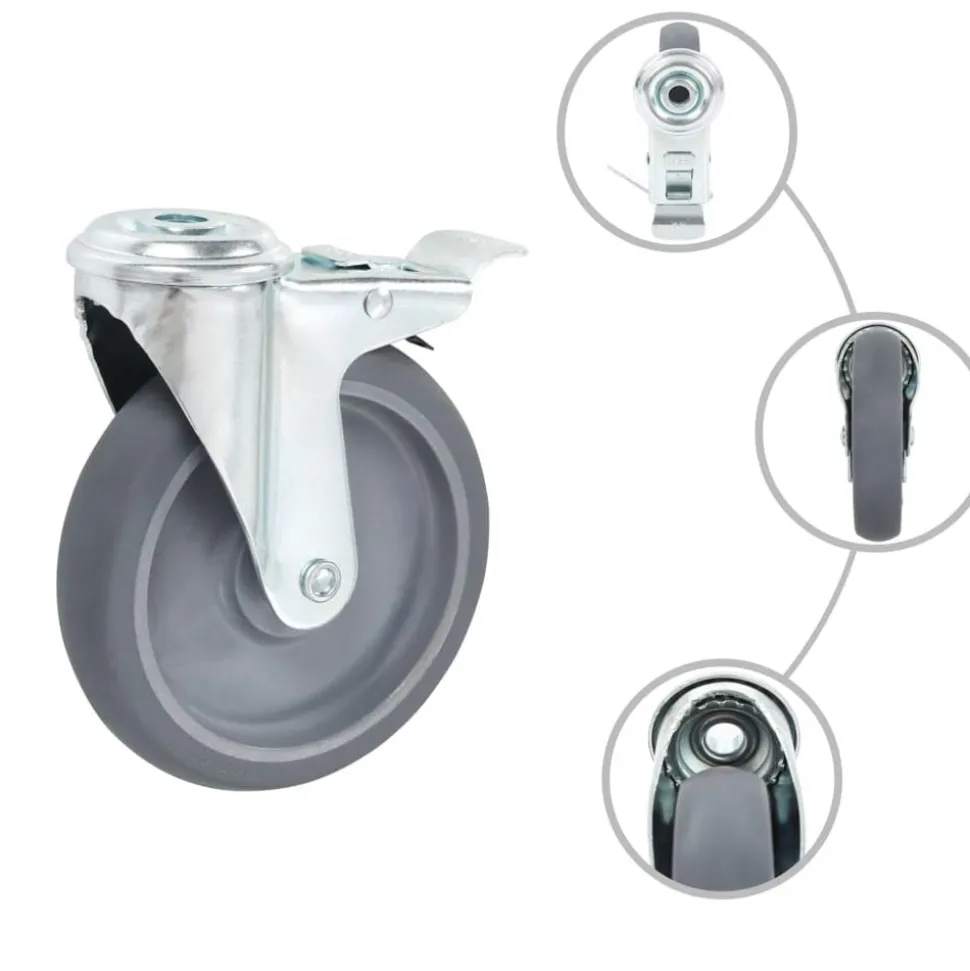 vidaXL Zwenkwielen met boutgaten en dubbele remmen 4 st 125 mm