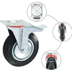 vidaXL Zwenkwielen met dubbele remmen 4 st 200 mm