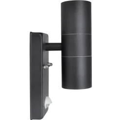Wandlamp met sensor LED cilindervormig RVS zwart
