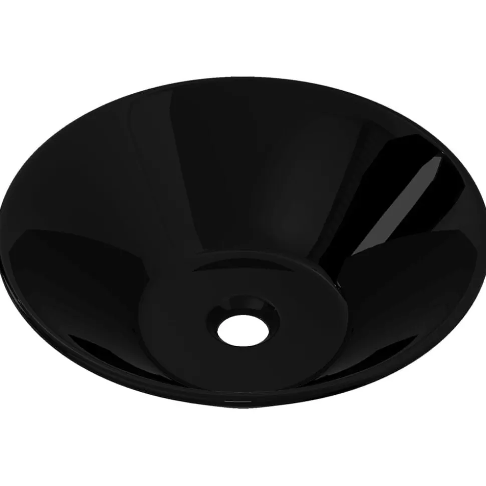 Wasbak, keramiek, rond, zwart