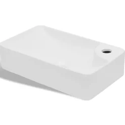 Wasbak met kraangat, keramiek, wit